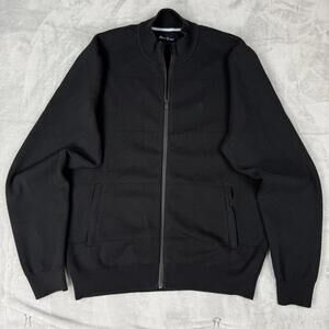 Robert Graham Mens Black Zip Front Knit Jacket Size L Bomber Style Casual Relax